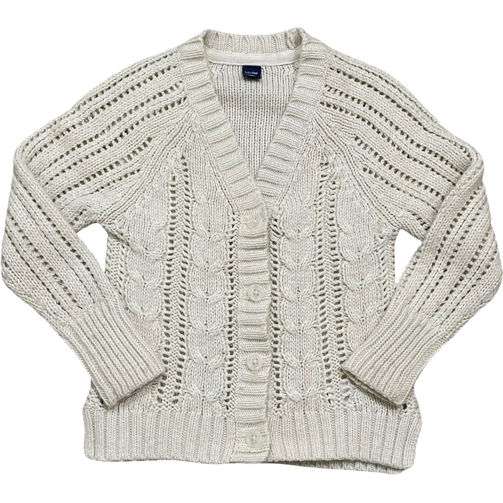 Baby Gap Toddler Girls Cream Cable Knit Cardigan Sweater‎ 5 Years Fisherman
